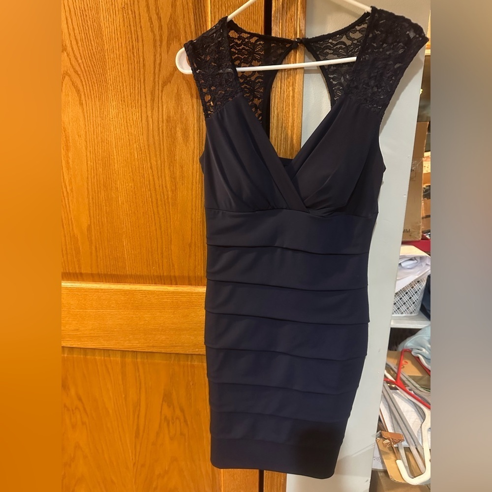 Enfocus Studio Navy Lace Mini Dress